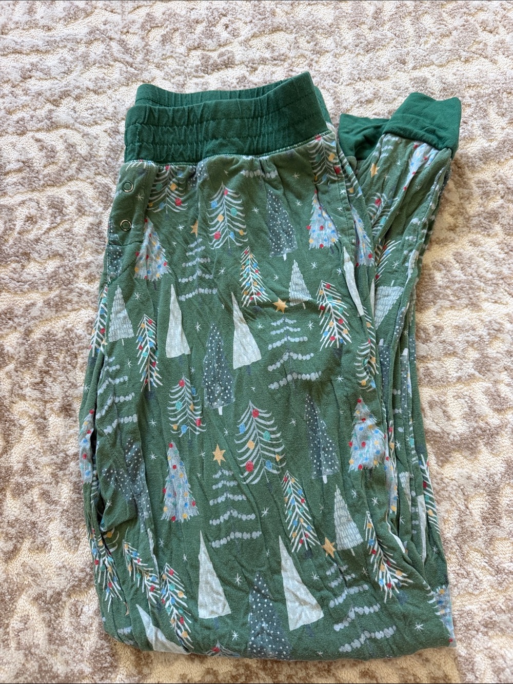 Little Sleepies Green Holiday Tree Print Pajama Bottoms